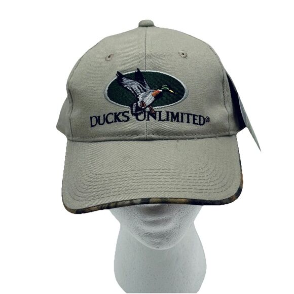 Ducks Unlimited Hat Cap Strapback Khaki Embroidered Mallard Duck Men's New w Tag - Picture 1 of 6